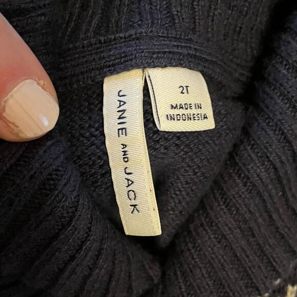 Janie and Jack Navy Blue Reindeer/Fair Isle Shawl Collar Cardigan, 2T - Picture 13 of 13